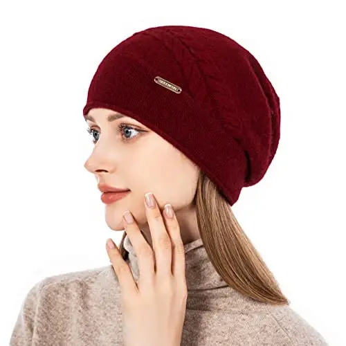 QUEENFUR Knit Slouchy Beanie Hats for Women CasModazoneere Ski Cap Knitted Wool Soft Warm Winter Hat - QUEENFUR (1)