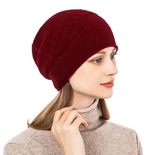 QUEENFUR Knit Slouchy Beanie Hats for Women CasModazoneere Ski Cap Knitted Wool Soft Warm Winter Hat - 3
