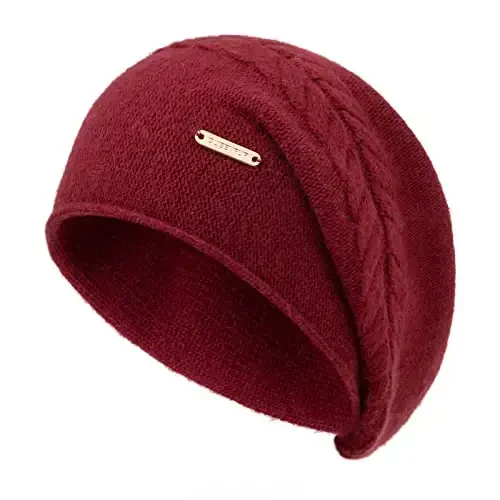 QUEENFUR Knit Slouchy Beanie Hats for Women CasModazoneere Ski Cap Knitted Wool Soft Warm Winter Hat - QUEENFUR