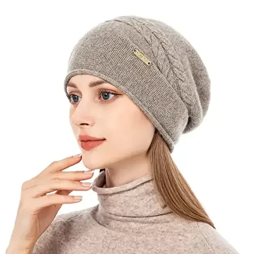 QUEENFUR Knit Slouchy Beanie Hats for Women CasModazoneere Ski Cap Knitted Wool Soft Warm Winter Hat - 4