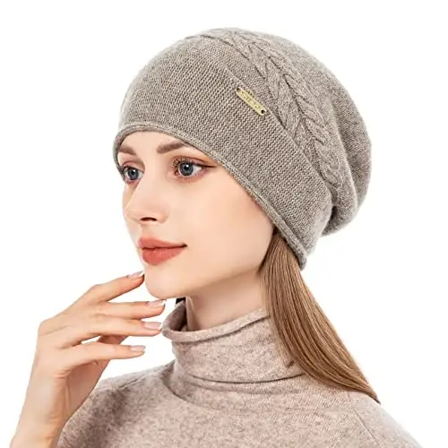 QUEENFUR Knit Slouchy Beanie Hats for Women CasModazoneere Ski Cap Knitted Wool Soft Warm Winter Hat - 4