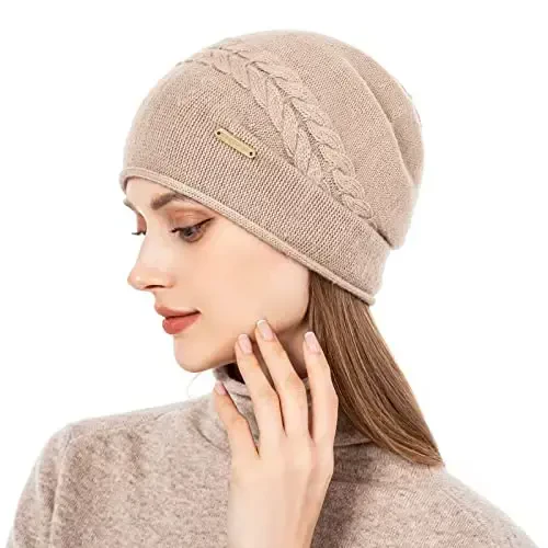 QUEENFUR Knit Slouchy Beanie Hats for Women CasModazoneere Ski Cap Knitted Wool Soft Warm Winter Hat - 4
