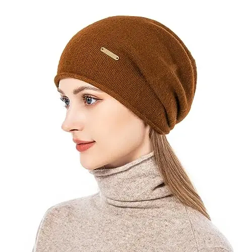 QUEENFUR Knit Slouchy Beanie Hats for Women CasModazoneere Ski Cap Knitted Wool Soft Warm Winter Hat - QUEENFUR (1)