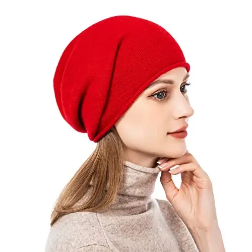 QUEENFUR Knit Slouchy Beanie Hats for Women CasModazoneere Ski Cap Knitted Wool Soft Warm Winter Hat - 3