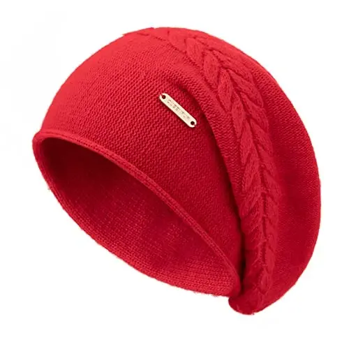 QUEENFUR Knit Slouchy Beanie Hats for Women CasModazoneere Ski Cap Knitted Wool Soft Warm Winter Hat - 1