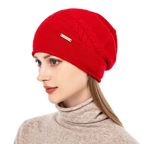 QUEENFUR Knit Slouchy Beanie Hats for Women CasModazoneere Ski Cap Knitted Wool Soft Warm Winter Hat - 2