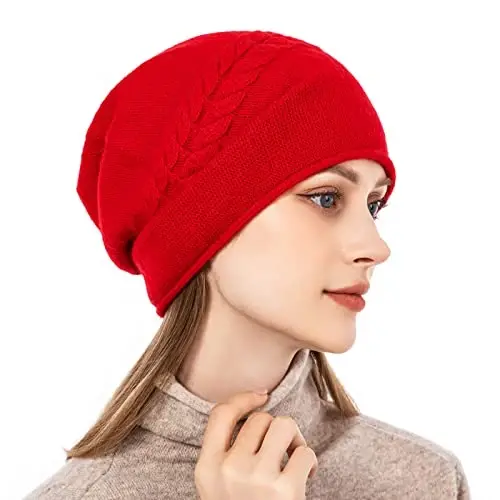 QUEENFUR Knit Slouchy Beanie Hats for Women CasModazoneere Ski Cap Knitted Wool Soft Warm Winter Hat - 3