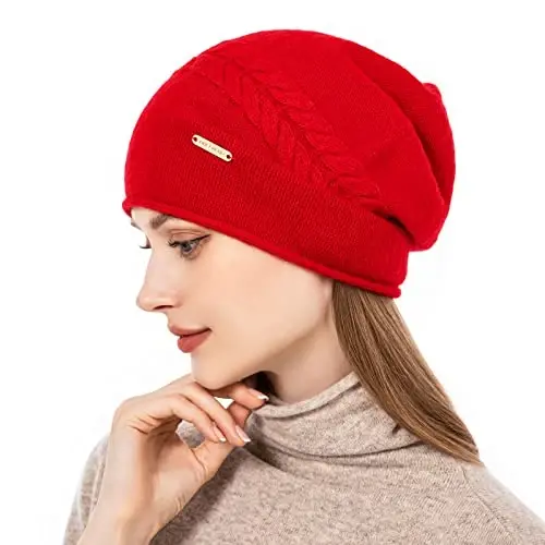 QUEENFUR Knit Slouchy Beanie Hats for Women CasModazoneere Ski Cap Knitted Wool Soft Warm Winter Hat - 4