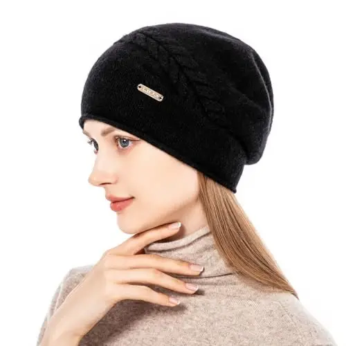 QUEENFUR Knit Slouchy Beanie Hats for Women CasModazoneere Ski Cap Knitted Wool Soft Warm Winter Hat - MODAZONE (1)