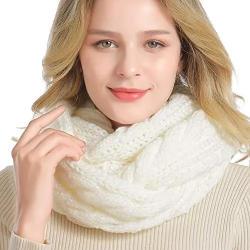 QUEENFUR Winter Women Thick Cable Knit Ribbed Infinity Circle Loop Scarf - 5