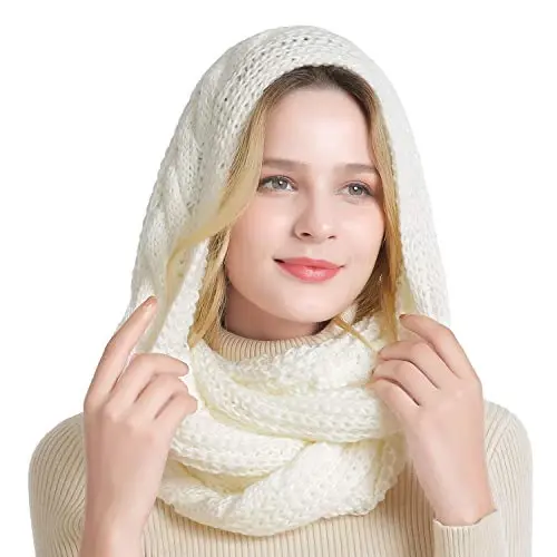 QUEENFUR Winter Women Thick Cable Knit Ribbed Infinity Circle Loop Scarf - 6