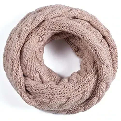 QUEENFUR Winter Women Thick Cable Knit Ribbed Infinity Circle Loop Scarf - 5