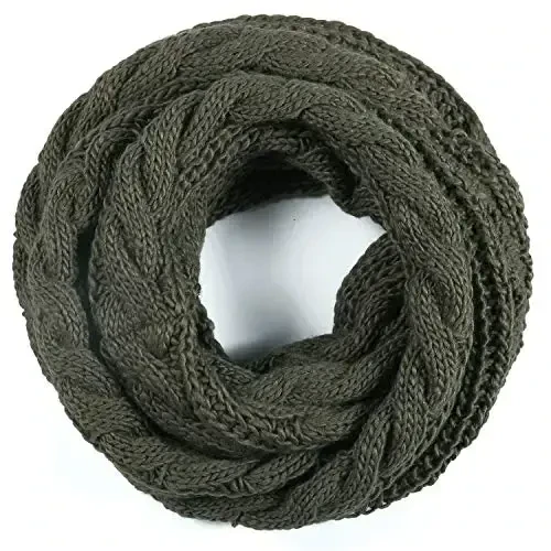 QUEENFUR Winter Women Thick Cable Knit Ribbed Infinity Circle Loop Scarf - 5