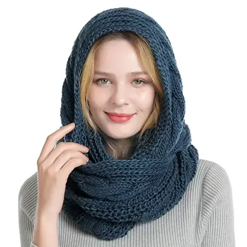 QUEENFUR Winter Women Thick Cable Knit Ribbed Infinity Circle Loop Scarf - 6