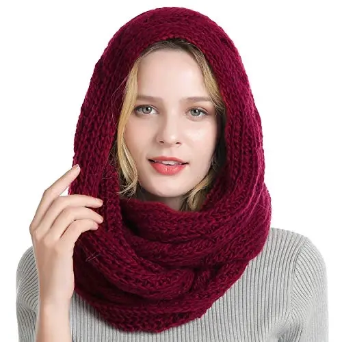 QUEENFUR Winter Women Thick Cable Knit Ribbed Infinity Circle Loop Scarf - 4