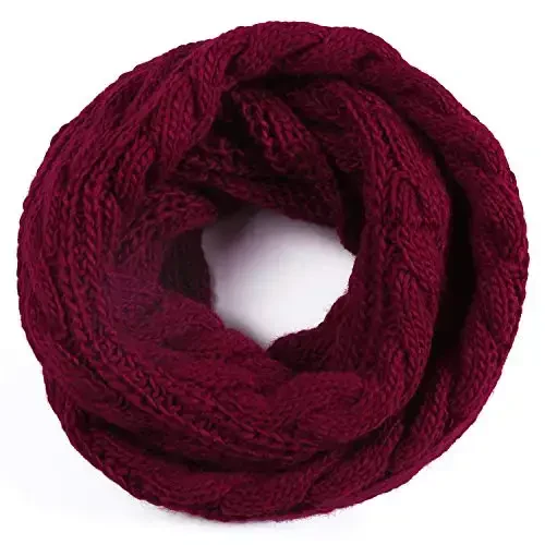 QUEENFUR Winter Women Thick Cable Knit Ribbed Infinity Circle Loop Scarf - 5