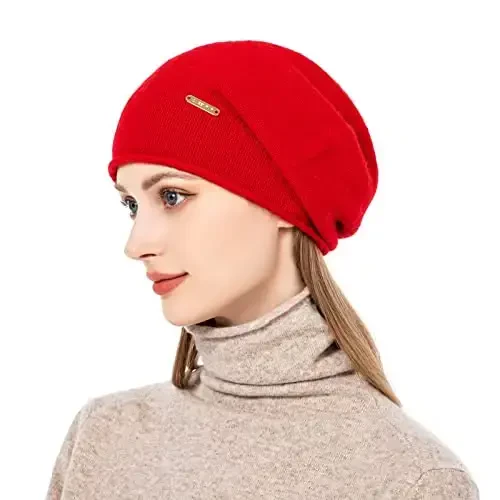 QUEENFUR Knit Slouchy Beanie Hats for Women CasModazoneere Ski Cap Knitted Wool Soft Warm Winter Hat - QUEENFUR (1)