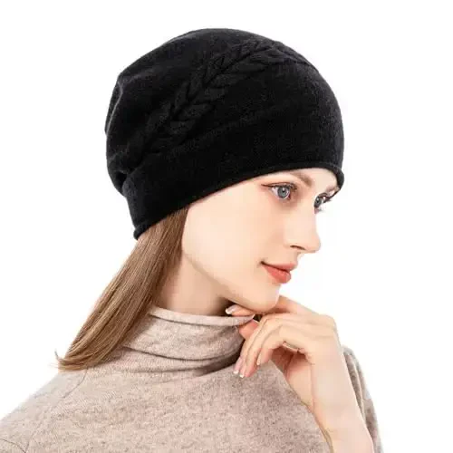 QUEENFUR Knit Slouchy Beanie Hats for Women CasModazoneere Ski Cap Knitted Wool Soft Warm Winter Hat - 3