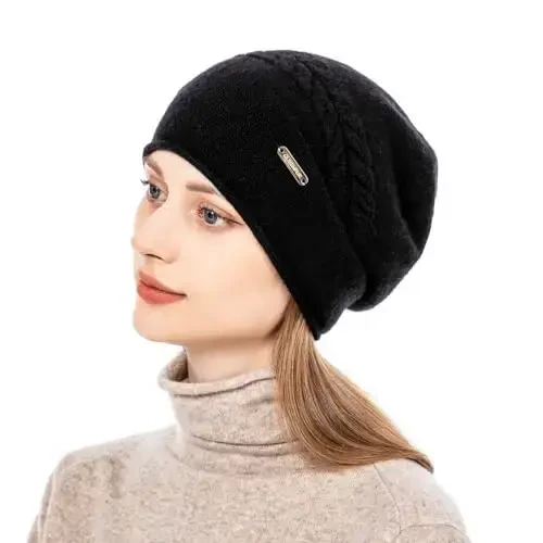 QUEENFUR Knit Slouchy Beanie Hats for Women CasModazoneere Ski Cap Knitted Wool Soft Warm Winter Hat - 4