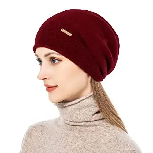 QUEENFUR Knit Slouchy Beanie Hats for Women CasModazoneere Ski Cap Knitted Wool Soft Warm Winter Hat - QUEENFUR (1)