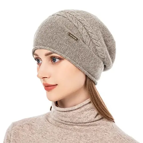 QUEENFUR Knit Slouchy Beanie Hats for Women CasModazoneere Ski Cap Knitted Wool Soft Warm Winter Hat - QUEENFUR (1)