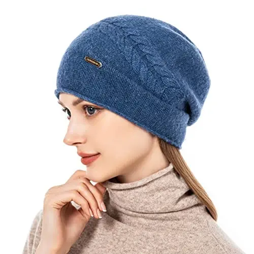 QUEENFUR Knit Slouchy Beanie Hats for Women CasModazoneere Ski Cap Knitted Wool Soft Warm Winter Hat - QUEENFUR