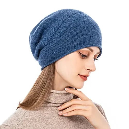 QUEENFUR Knit Slouchy Beanie Hats for Women CasModazoneere Ski Cap Knitted Wool Soft Warm Winter Hat - QUEENFUR (1)