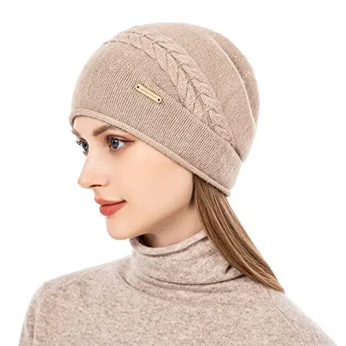 QUEENFUR Knit Slouchy Beanie Hats for Women CasModazoneere Ski Cap Knitted Wool Soft Warm Winter Hat - 2