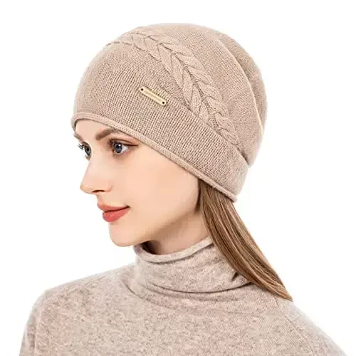 QUEENFUR Knit Slouchy Beanie Hats for Women CasModazoneere Ski Cap Knitted Wool Soft Warm Winter Hat - QUEENFUR (1)