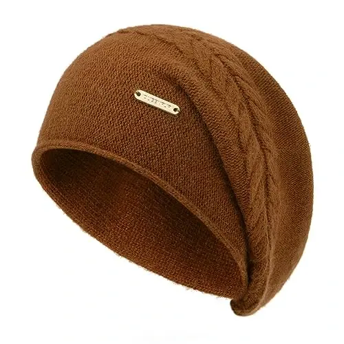 QUEENFUR Knit Slouchy Beanie Hats for Women CasModazoneere Ski Cap Knitted Wool Soft Warm Winter Hat 