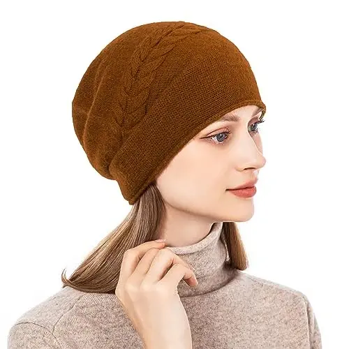 QUEENFUR Knit Slouchy Beanie Hats for Women CasModazoneere Ski Cap Knitted Wool Soft Warm Winter Hat - 3