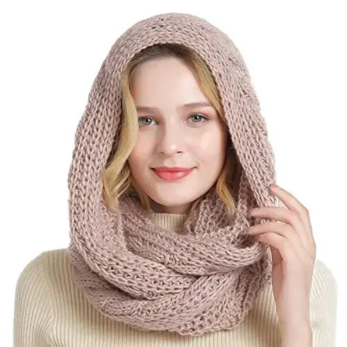 QUEENFUR Qishki Ayollar Qalin Kabel Trikotaj Qovurg'ali Infinity Halqa Sharf - 4