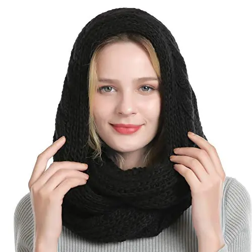 QUEENFUR Qishki Ayollar Qalin Kabel Trikotajli Qovurg'ali Infinity Halqa Sharf - 6