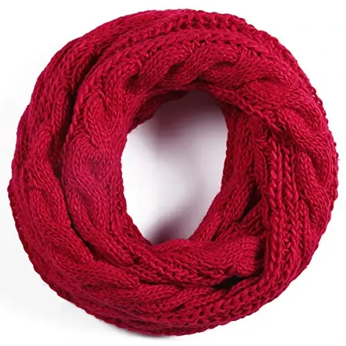 QUEENFUR Winter Women Thick Cable Knit Ribbed Infinity Circle Loop Scarf - 5