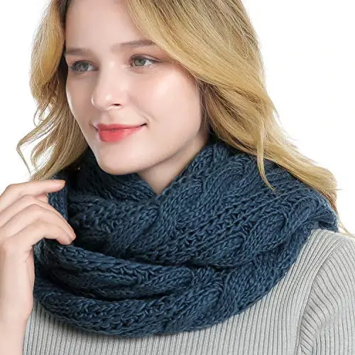 QUEENFUR Winter Women Thick Cable Knit Ribbed Infinity Circle Loop Scarf - 5