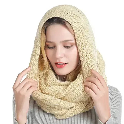 QUEENFUR Winter Women Thick Cable Knit Ribbed Infinity Circle Loop Scarf - 3