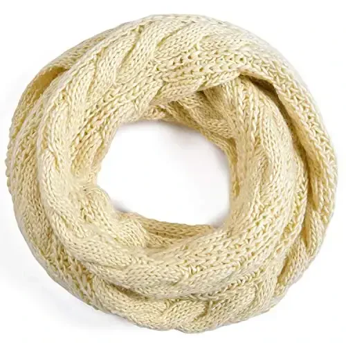 QUEENFUR Winter Women Thick Cable Knit Ribbed Infinity Circle Loop Scarf - 4