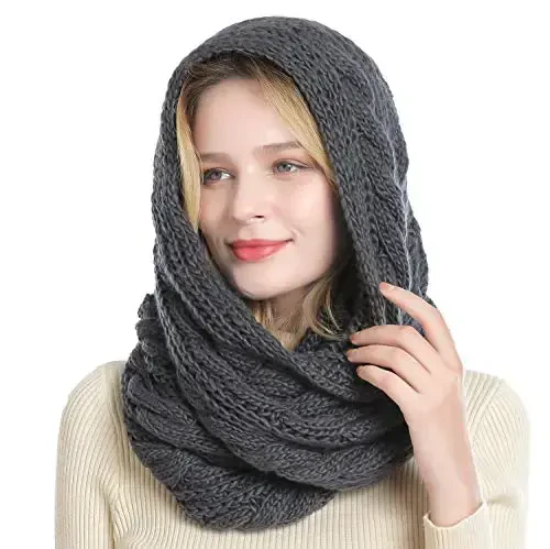 QUEENFUR Winter Women Thick Cable Knit Ribbed Infinity Circle Loop Scarf - 6
