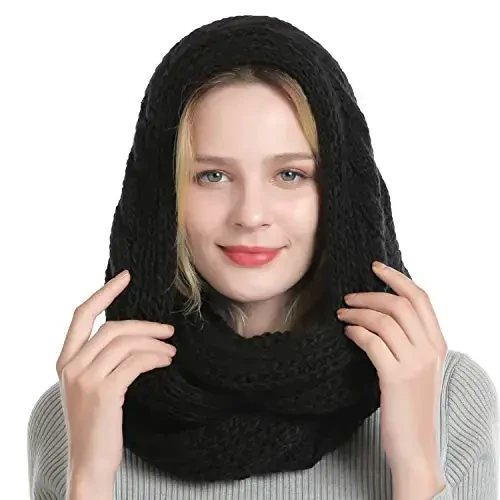 QUEENFUR Winter Women Thick Cable Knit Ribbed Infinity Circle Loop Scarf - 6