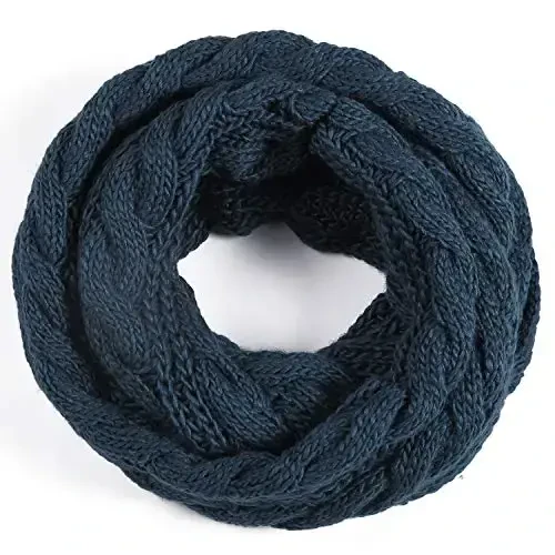 QUEENFUR Winter Women Thick Cable Knit Ribbed Infinity Circle Loop Scarf - 5