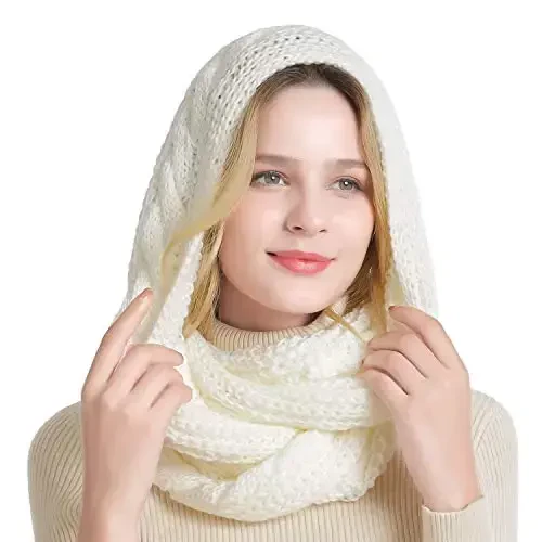 QUEENFUR Winter Women Thick Cable Knit Ribbed Infinity Circle Loop Scarf - 4