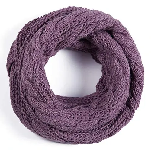 QUEENFUR Winter Women Thick Cable Knit Ribbed Infinity Circle Loop Scarf - 5