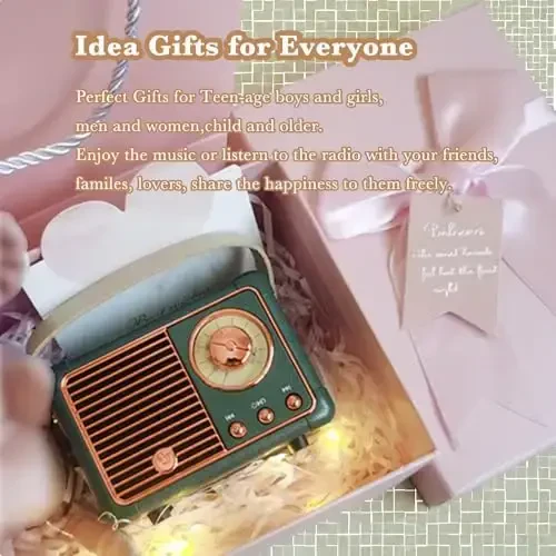 QUEQIMU Ретро Bluetooth динамик, беспроводные мини портативные колонки с поддержкой USB/TF Card/AUX, винтажный радио Bluetooth динамик для кухни, стола, спальни, офиса, улицы, ретро подарки для женщин и мужчин, зеленый - 6