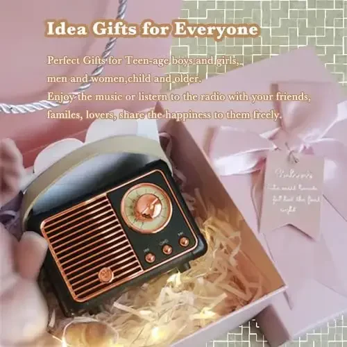 QUEQIMU Retro Bluetooth Karnay, Simsiz Radio Vintaj Karnay Ichki Tashqi Ko'chma Kichik Bluetooth Karnay USB/TF Karta/AUX Qo'llab-quvvatlash Karnay (Qora) - 6