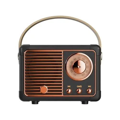 QUEQIMU Retro Bluetooth Karnay, Simsiz Radio Vintaj Karnay Ichki Tashqi Ko'chma Kichik Bluetooth Karnay USB/TF Karta/AUX Qo'llab-quvvatlash Karnay (Qora) - 1