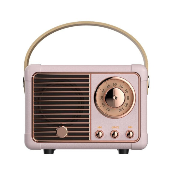 QUEQIMU Retro Bluetooth Speaker, Wireless Radio Vintage Speaker Indoor Outdoor Portable Small Bluetooth Speaker Support USB/TF Card/AUX Speaker (Pink) HM11 - 1