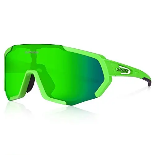 Queshark Bisiklet Gözlüğü, Erkek ve Kadın Spor Gözlüğü, 1 Polarize 2 HD Lens, Polarize Bisiklet Koşu Gözlüğü - 2