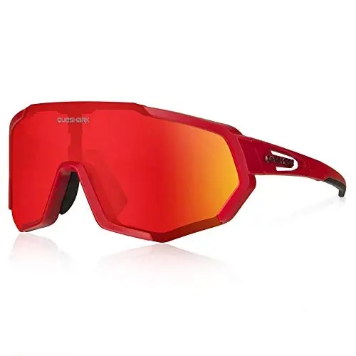 Queshark Bisiklet Gözlüğü, Erkekler Kadınlar için Spor Güneş Gözlüğü, 1 Polarize 2 HD Lens, Bisiklet Koşu için Polarize Güneş Gözlüğü 