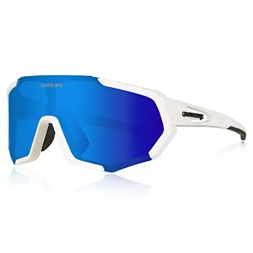 Queshark Bisiklet Gözlüğü, Erkekler Kadınlar için Spor Güneş Gözlüğü, 1 Polarize 2 HD Lens, Bisiklet Koşu için Polarize Güneş Gözlüğü 