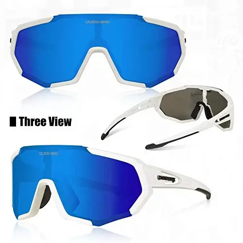 Queshark Bisiklet Gözlüğü, Erkekler Kadınlar için Spor Güneş Gözlüğü, 1 Polarize 2 HD Lens, Bisiklet Koşu için Polarize Güneş Gözlüğü - QUESHARK (1)